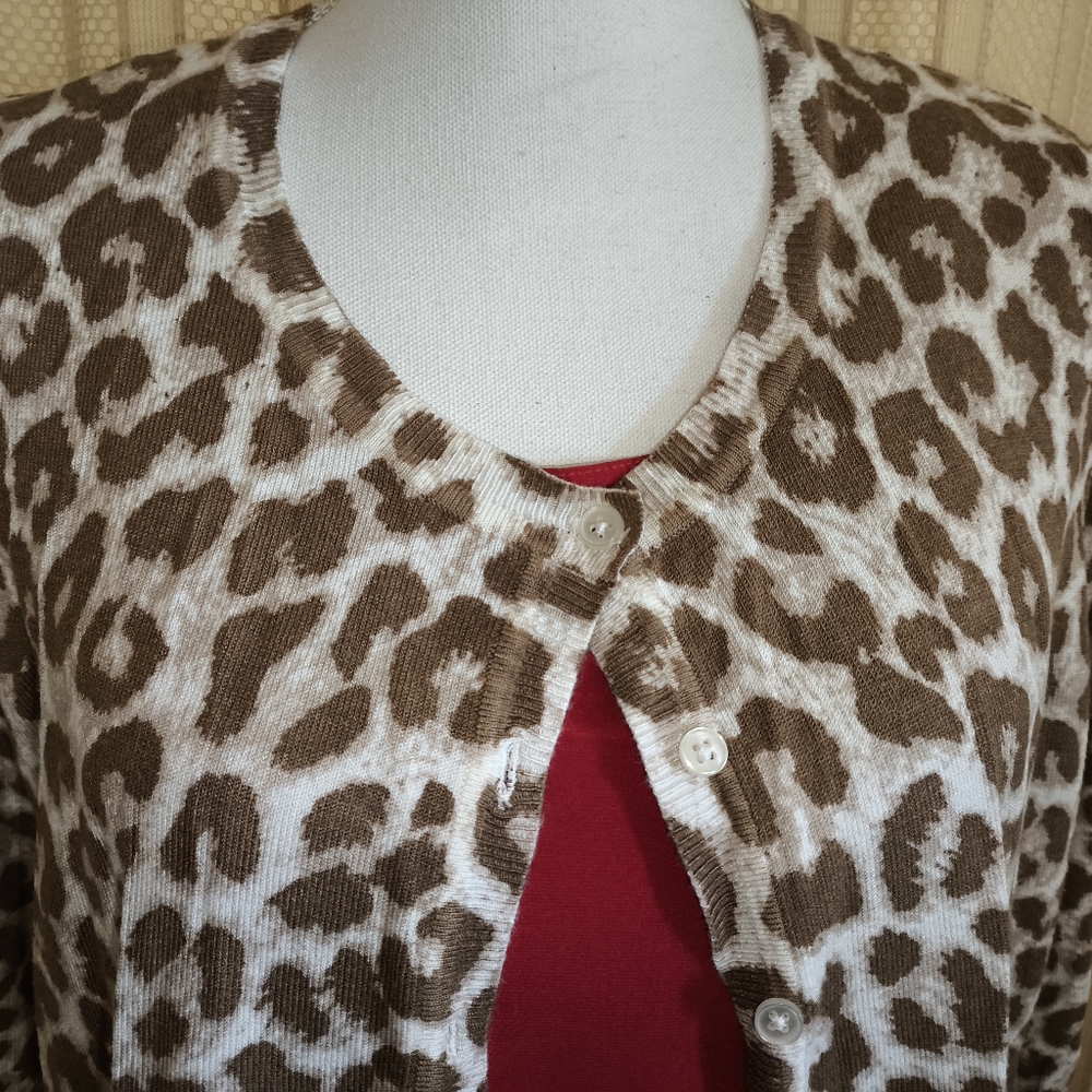 Leopard Print Cardigan L